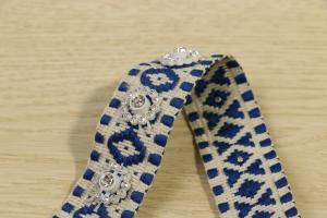 China Jacquard Cotton Webbing Tape 25mm Multiusage With Rhinestone Direction wholesale