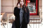 Round neck zipper design long sleeves ladies fashion & elegant fur coat