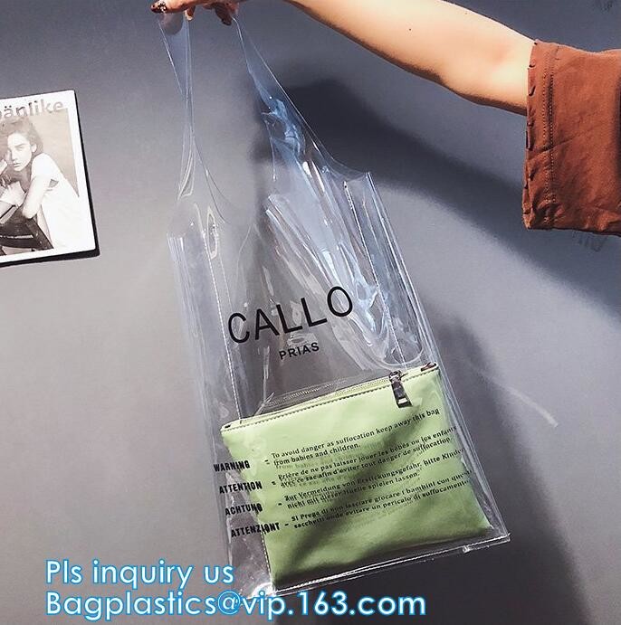 vinyl pvc zippered shopping bag for home/daily use, Wear Resistant Eco Friendly PVC Shopping Bag, Custom Transparent Gif