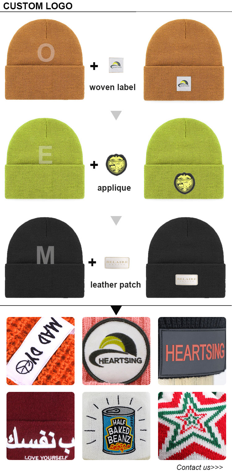 Character 60cm Fluorescent Knit Beanie Hats Custom Pattern