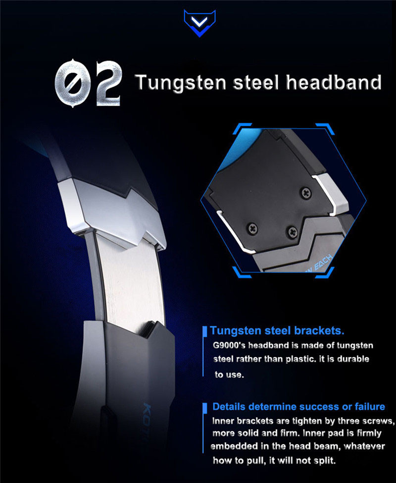 Bass Surround 2.2kohm G9000 USB Gaming Headset with LED Light