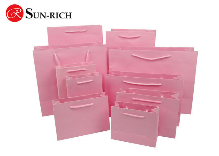 Customized Pink Printed paper bag for gift , garments