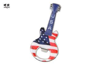 China Guitar Shape Flat Beer Bottle Openers Magnet With Epoxy Sticker Logo wholesale