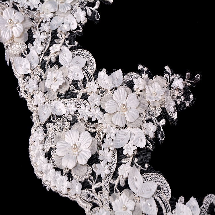 Nice Wedding Dress 3D Flower Lace Trim Graceful Embroidery For Garment