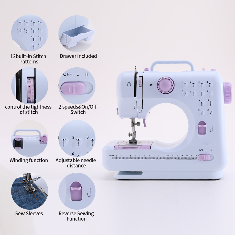 12 Stitch Pattern Mini Electric Sewing Machine Household in Market with Multi-Function