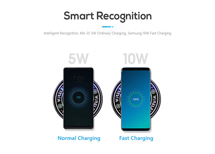 Micro Charging Port 10W Magic Array QI Led Wireless Charging Pad