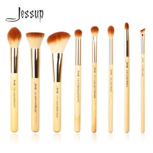 China Aluminium Ferrule Bamboo Makeup Brush Set Custom Soft Synthetic Bristles wholesale