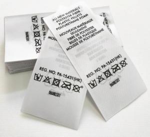 China Heat Transfer Swimwear Nylon Satin Wash Care Label / Heat Press Tagless Labels wholesale