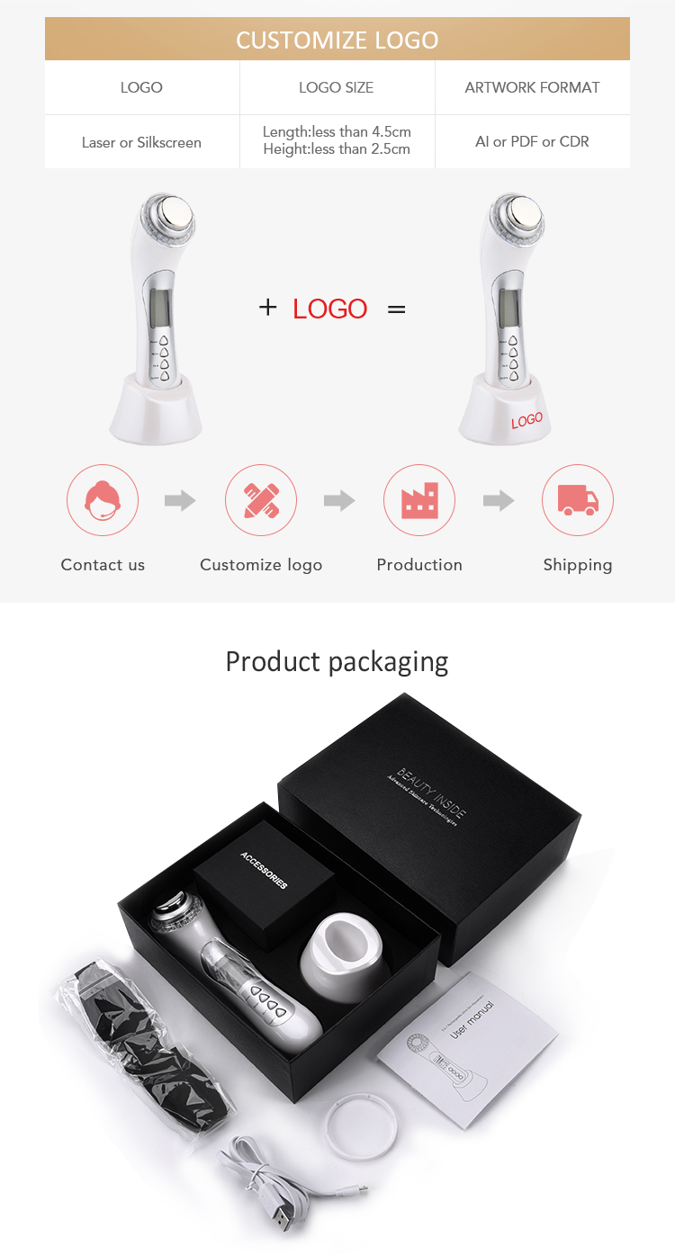 Skincare Home Use Ultrasonic Facial Beauty Massager Radio Frequency