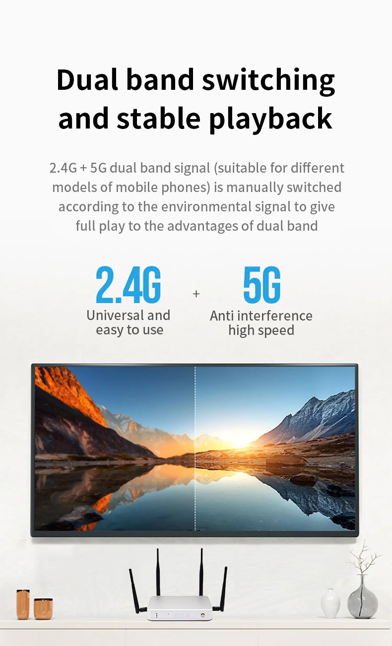 4k Byod Wireless Presentation Dual 5G Transmission For Video Audio Digital Streaming