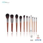 ISO9001 Synthetic Hair Makeup Brush Aluminium Ferrulee Wooden Handle