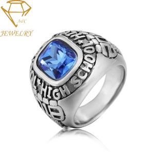 China Male Silver Graduation Customized Class Rings wholesale
