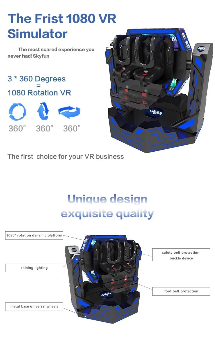 2 Seats 9D Virtual Reality Simulator Iron Warrior All - Axis Rotation 9D Roller Coaster