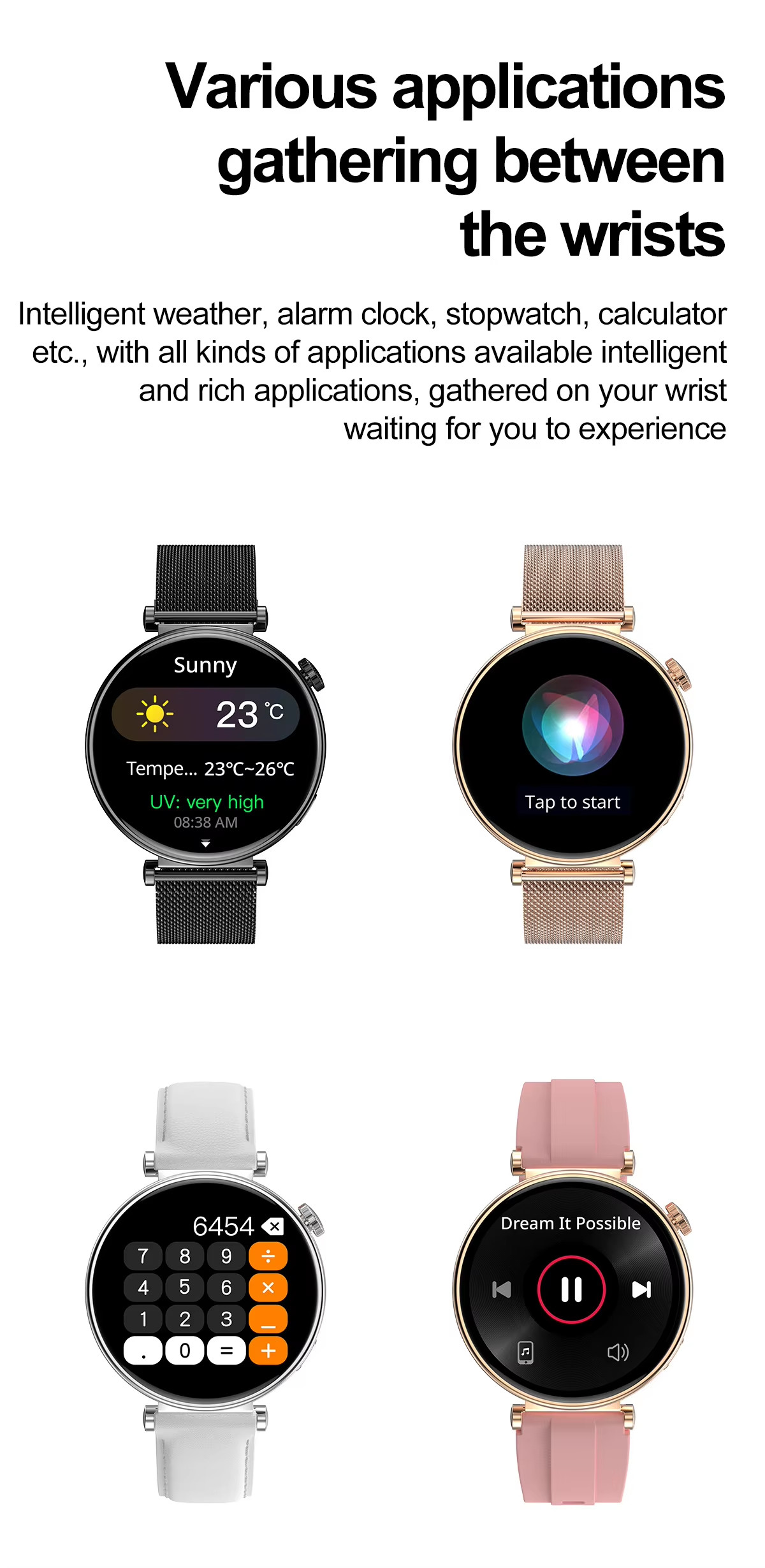 OEM HK41 Women'S Bluetooth Watch 1.32 Inch Oled Display 235mAh