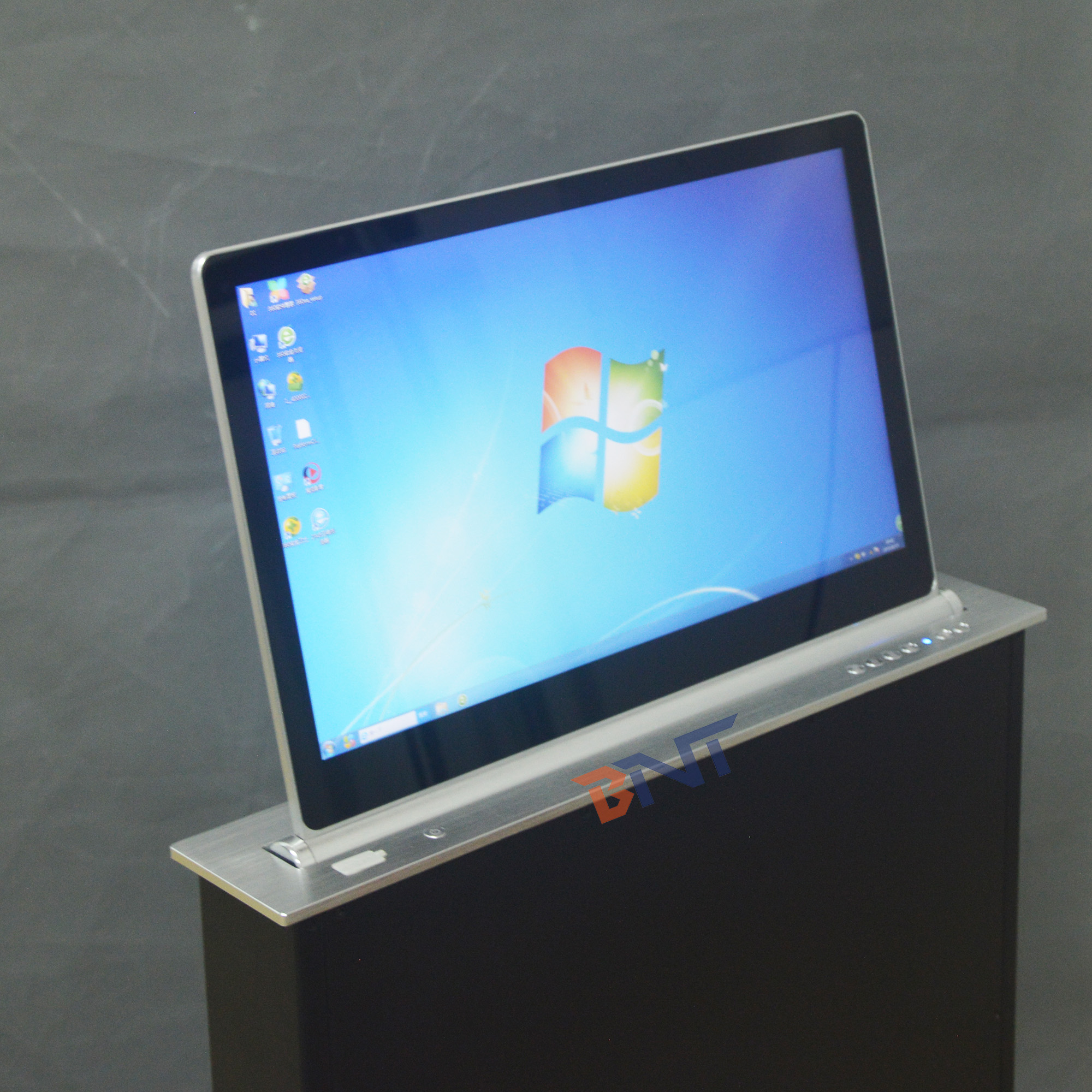 Conference room double screen computer lcd monitor lift mechanism with two side screen