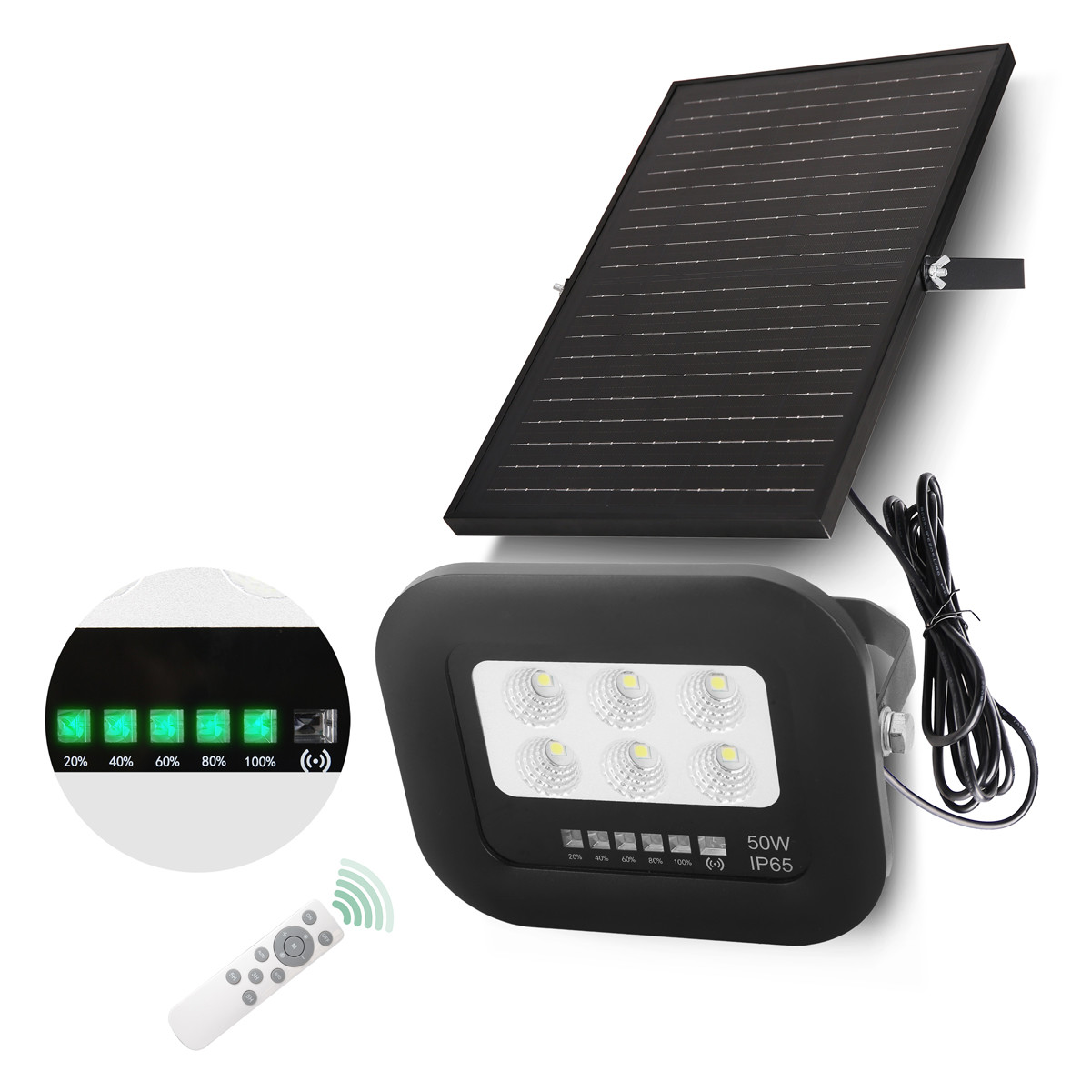 China 50 Watt LED Solar Light IP65 All-Black Monocrystalline Silicon Solar Panel on sale