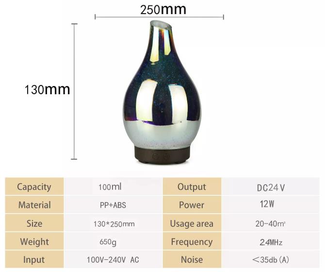 3D Glass 7 Color Fireworks Essential Oil Aroma Diffuser Humidifier 0