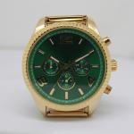 Stainless Steel Mesh Band Alloy Wrist Watch Green Dial Elegant