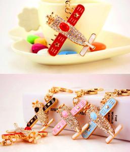 China 6inches Custom Airplane Keychain Diamond Alloy Crystal For unisex wholesale