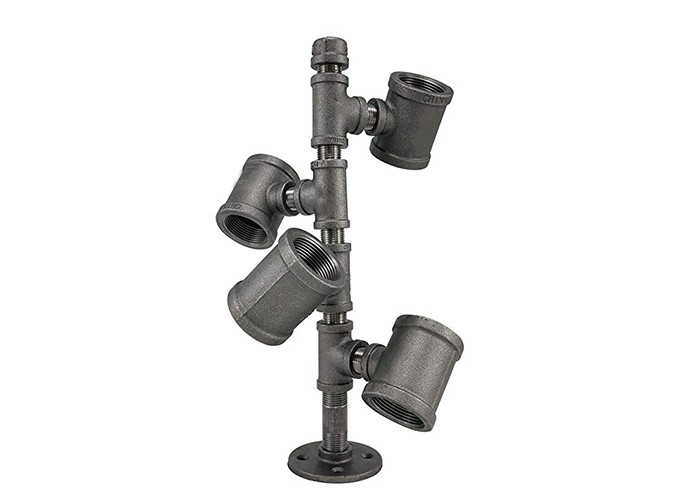 4 Bottle Modern Chic Industrial Pipe Wine Rack Electroplated Black Finish