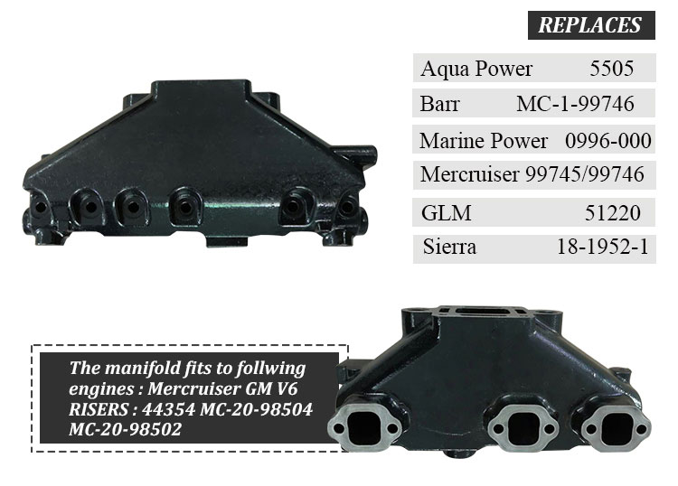 Exhaust Manifold Riser Kit for Mercruiser 4.3 V6 Engines 10.4Kg Weight