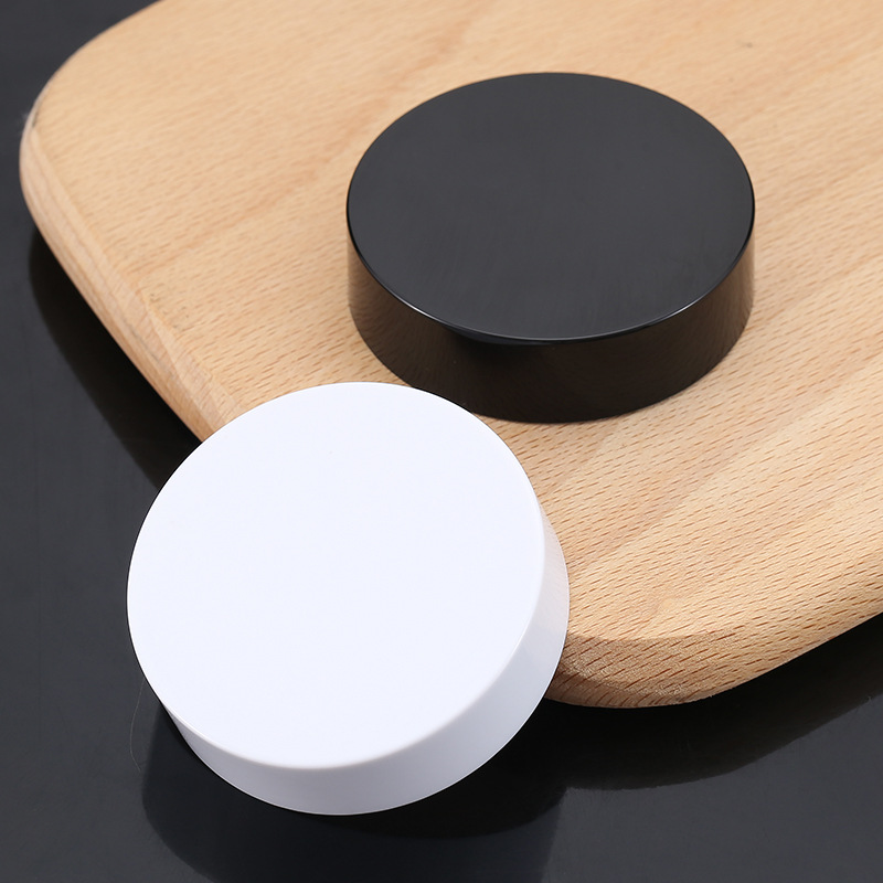Stock Luxury Skin Care Glass Jar 50g Empty Frosted Cosmetic Packaging with Black Lid and Glass Bottle Plastic Cap White Disc