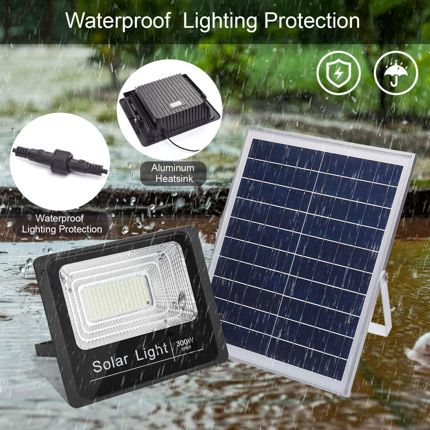 Outdoor 300w 6000K Ip67 Solar Powered LED Flood Light