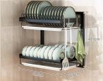 Removable 400*280*420mm 2 Layer Dish Drying Rack / Carbon Steel Dish Drainer