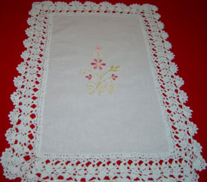 christmas tablecloths cotton and linen, Tablemat, Corcheted Lace Table linen, Tablecloth