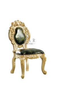 China Upholstered Luxury Carved Green Leather Dining Chair LF-339 wholesale