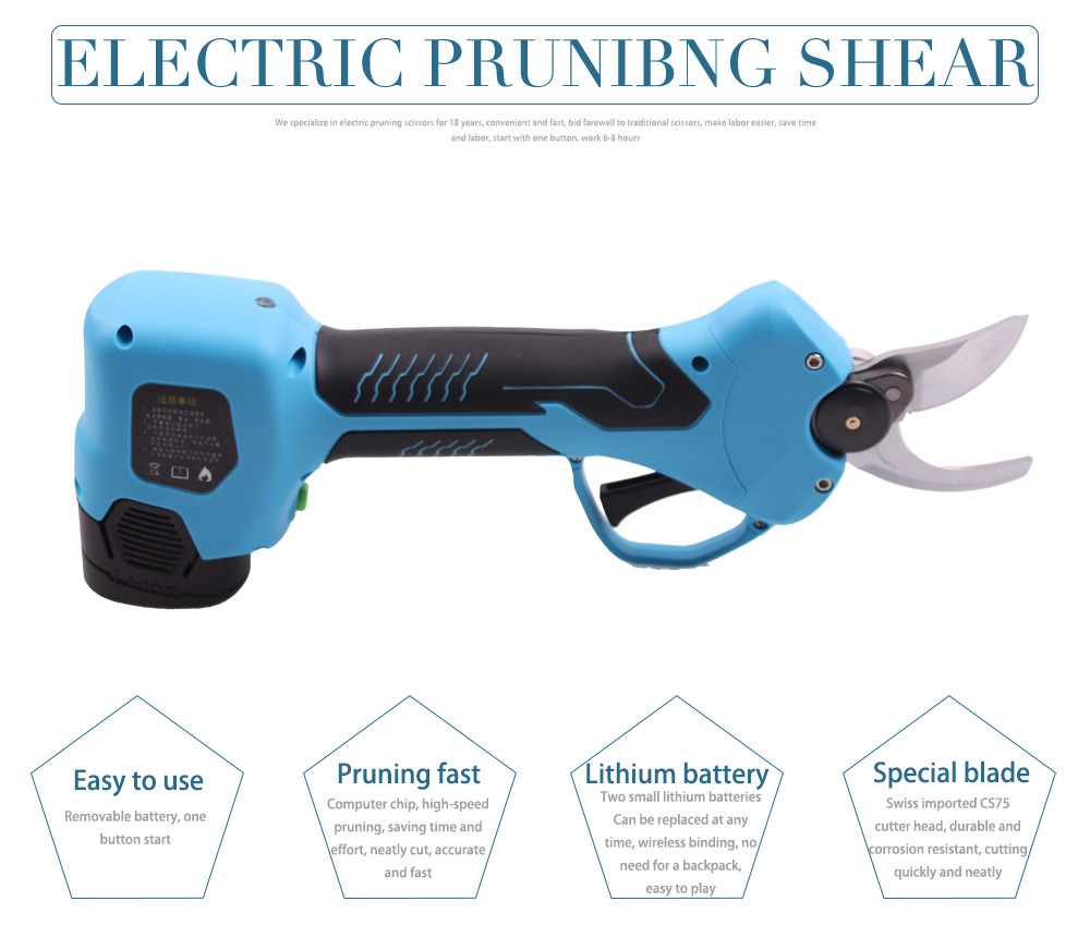 Swansoft Electric Garden Pruner Scissors Cordless Electric Pruning Shears 2.5CM Battery Orchard Pruner