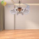 SENKAI Crystal Ceiling Fan Light Rose Gold 42 Inches LED Bulb