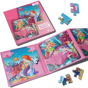 China Mermaid Wooden Magnetic Jigsaw Puzzle For Travel Games wholesale