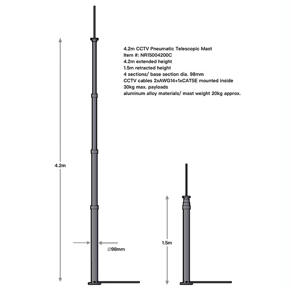 4.2m CCTV mast dimension