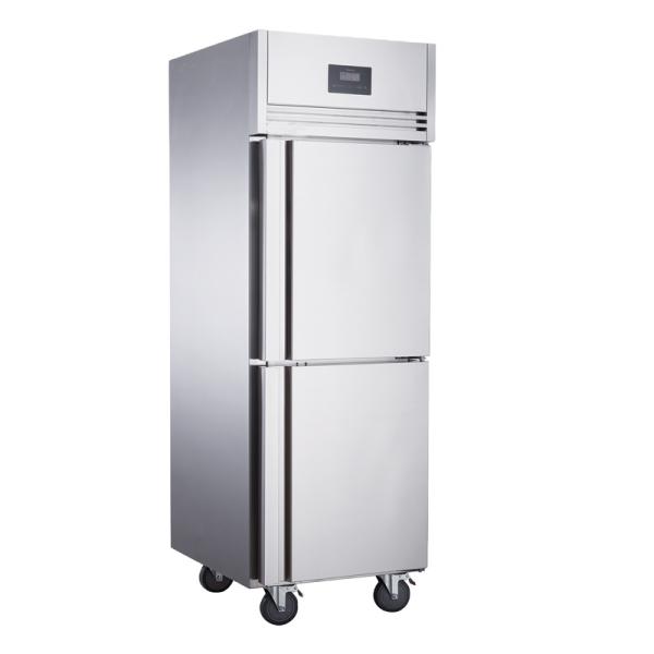 Commercial Kitchen Restaurant Cooler Stainless Steel Upright Freezer Double Doors LED Light Open-Cooling Display Supermarket