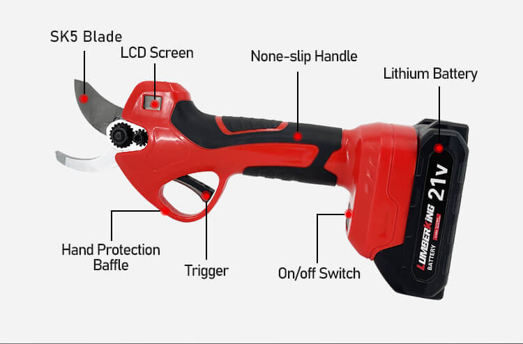 Lithium Battery Professional Electric Pruning Shear Charging Garden Bypass Power Shears
