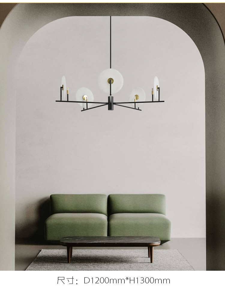 Luxury Marble Chandelier Living Room Black Minimalist Dining Room Erto Chandelier(WH-MI-378)
