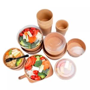 China Disposable Microwavable Paper Food Bowls Salad Containers 375-1000ml wholesale