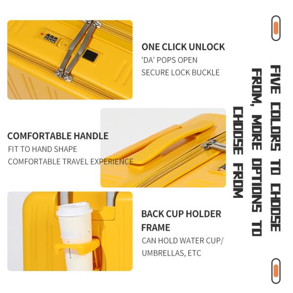 18 inch mini suitcase Carry-on travel luggage ABS New Multi-Functional Front-Opening Suitcase Hard-Shell Suitcase with Spinner Wheels Front-Opening