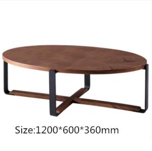 China Metal Frame Oval Italian Simple Design Wooden Coffee Table wholesale