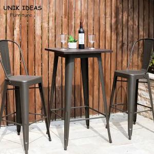 China rustic round bar table 100cm high Industrial Pub Vintage Wood Metal wholesale