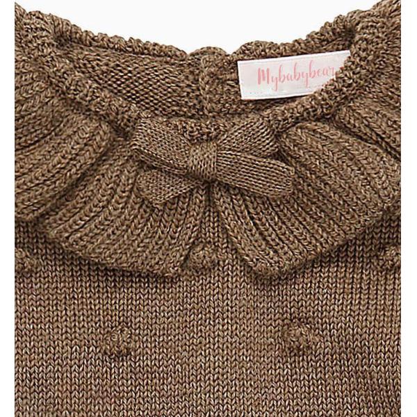 Antumn Winter Ruffle neck Long Sleeve Newborn Girls Organic Cotton Kids Infant Baby Knitted Sweater Romper