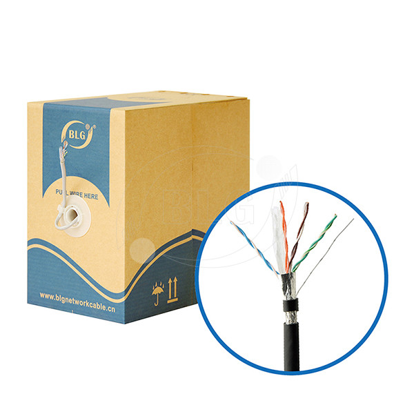 STP FTP Outdoor Cat6 Lan Cable PVC PE Dual Jacket 1000FT Networking Roll Black