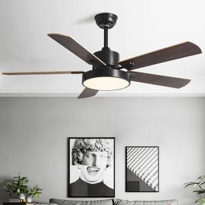 China Household 52 Inch DC Motor Solid Wood 5 Blades Modern Home Decor Mute Bldc Led Ceiling Fan With Light Remote Control wholesale