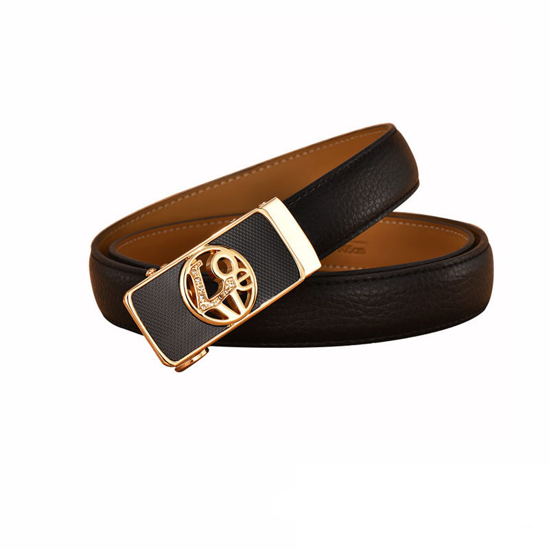 Cowhide Dress Fake Leather Belt 120cm Auto Lock Buckle Belt Women