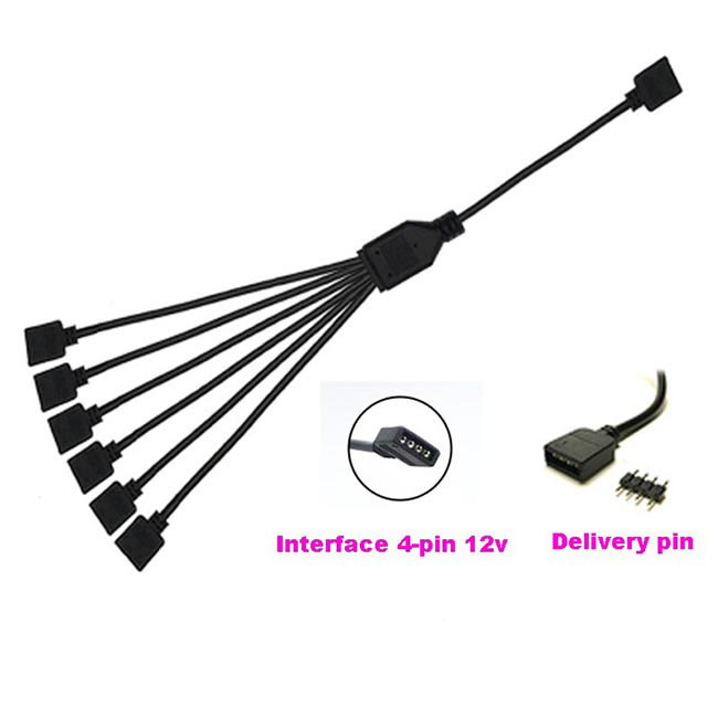 Motherboard RGB Interface Hub Extension Cable 4pin 12V ARGB Fan Cable