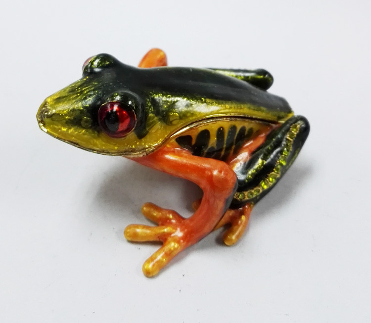 Frog diamond decoration trinket jewelry box petwer metal jewelry box for jewelry