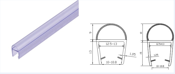 8-12mm PVC Waterproof U Type Rubber Glass Shower Door Seal Strip for Transparent Doors