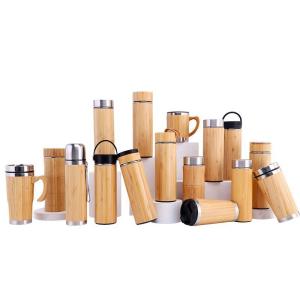 China Bamboo Bottle For Tea Premium Tea Infuser Bottle Leak Proof BPA-Free Insulated Water Bottle Coffee Tumbler Tea Thermos wholesale