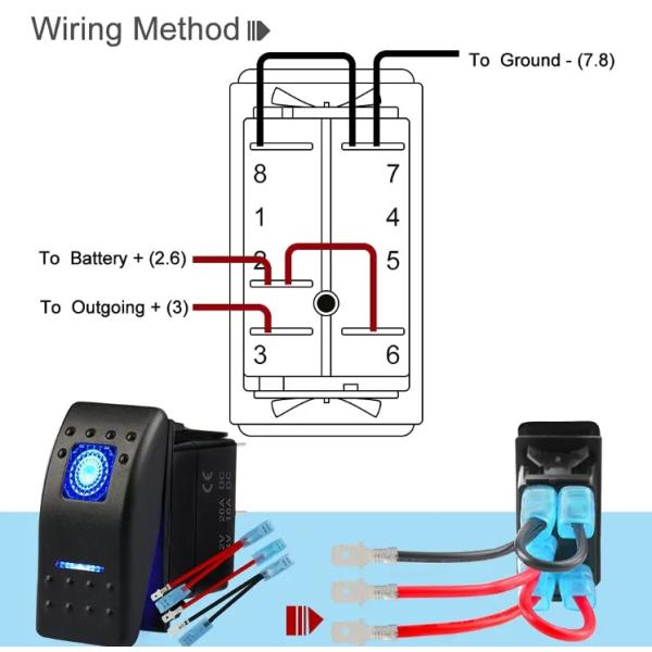 Waterproof Carling Boat Rocker Switch 12v 20a 24v 10a